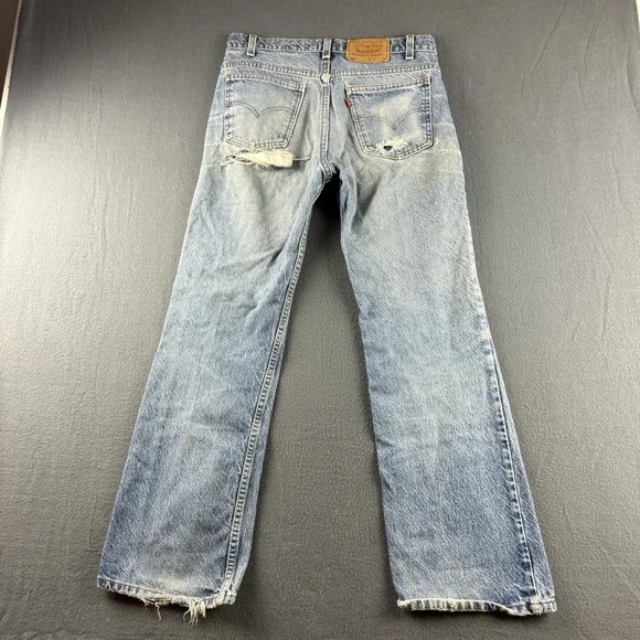 Vintage Levis 517 Jeans Mens 32x28* Blue Orange Tab Made In USA Distressed Light